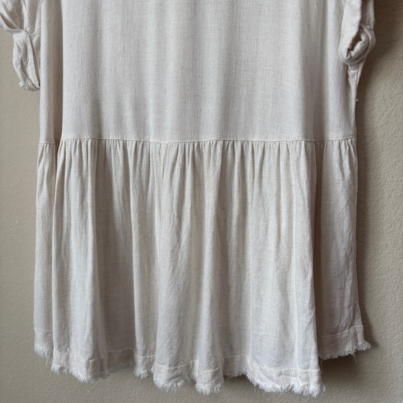 White Birch Linen Cotton Blend Boho Beachy Babydoll Blouse Top - Picture 12 of 12